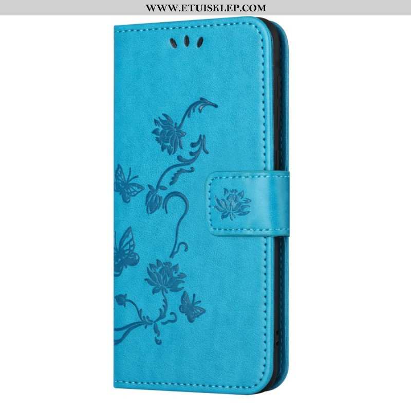 Etui Folio do Xiaomi Redmi Note 12 Pro z Łańcuch Kwiatowy Na Ramiączkach